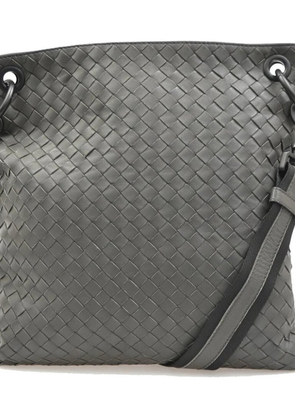 BOTTEGA VENETA Logo Intrecciato Shoulder Bag Leather Gray Italy
